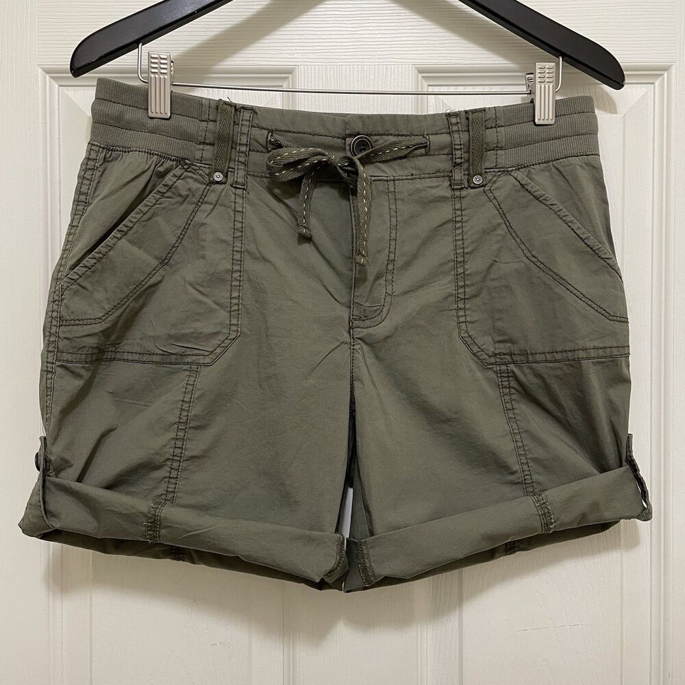 NEW Khakis & Company Roll Tab Khaki Bermuda Shorts Army‎ Green 7" Inseam Sz 8